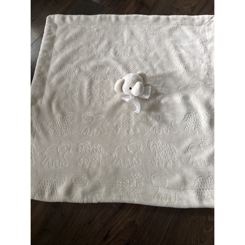 Baby Beth Bazzar Ivory Elephant Embossed Baby Blanket 30" Security